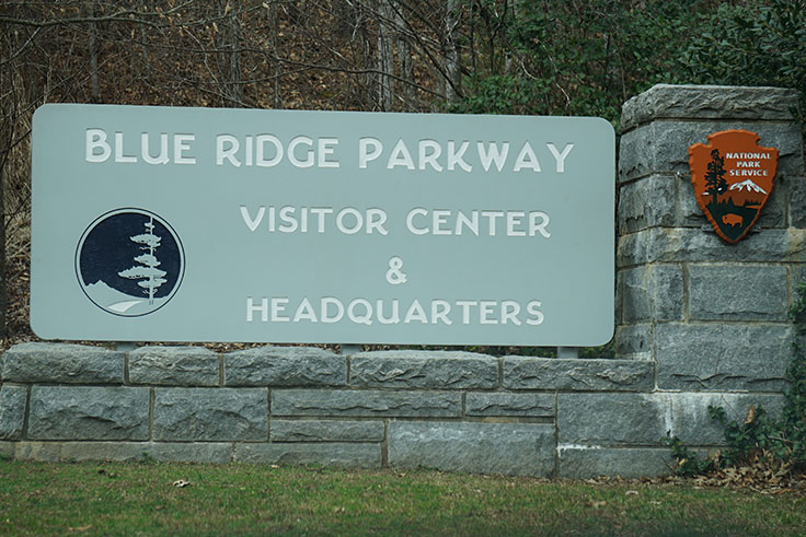 Blue Ridge Parkway Visitor Center Sign.
