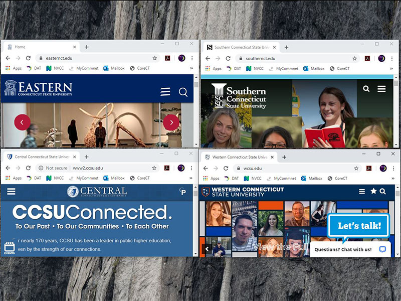 Screen grab image of Connecticut State University websites.