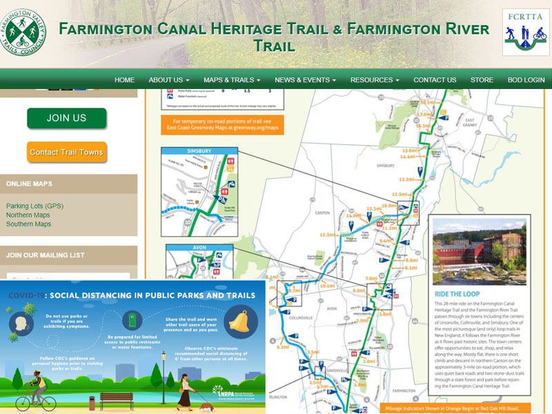 Manipulated screengrab of Farmington Canal Heritage Trail & Farmington River Trail website.