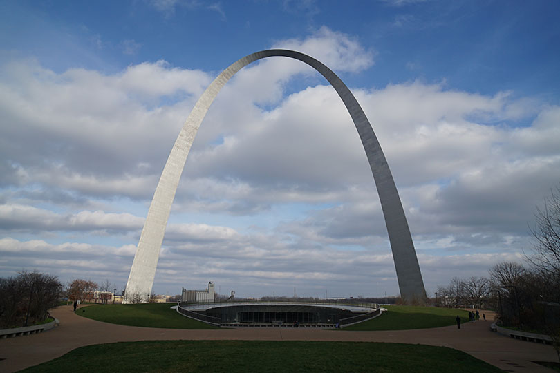 View of the Gateway Arch late in the day.