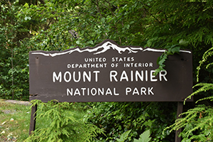 Mount Rainier National Park Entrance Sign