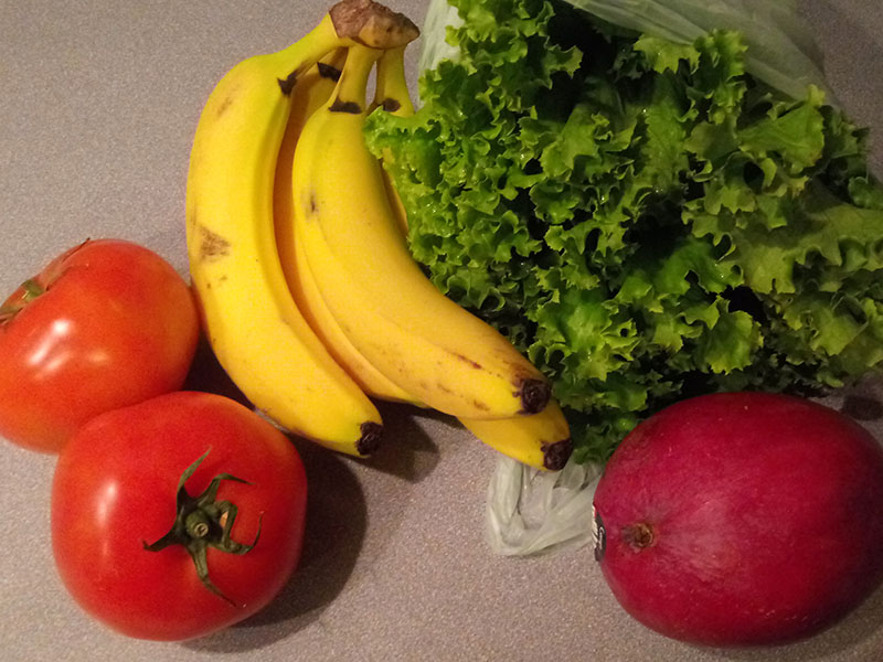 Photo of some of the produce bought at the food co-op.