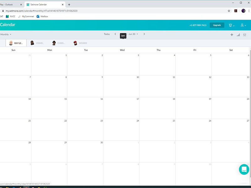Screen grab image of Setmore appointment schedule empty June calendar.