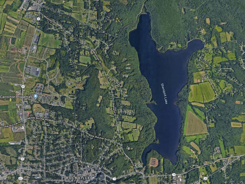 Screen grab of Google Maps showing Shenipsit Lake.